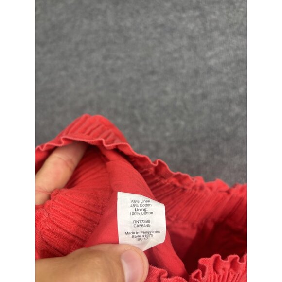 J Crew Skirt Womens 0 Red Linen Cotton Blend Pull On Elastic Waist Summer Casual - Picture 6 of 6